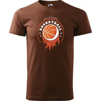 Pánské tričko Sablio Tričko s potiskem ALLSTARS Basketball - hnědé S