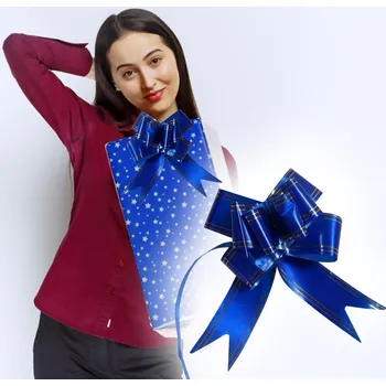 Stahovací dárková mašle 10 ks - modrá