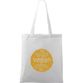 Vegan hnědá kruh - Taška bavlněná - 42 x 38 cm ( Bílá )