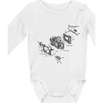 Dětská móda Nákres Digitální fotoaparát - Body kojenecké s dlouhým rukávem - Dlouhý r. do 3 měs ( Bílá )