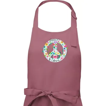 Kuchyňská zástěra Peace and love symbol - Dámská zástěra na vaření - Univerzální velikost ( Starorůžová )