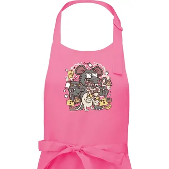 Kuchyňská zástěra Myší restaurant - Dámská zástěra na vaření - Univerzální velikost ( Růžová )