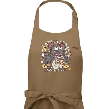Kuchyňská zástěra Myší restaurant - Pánská zástěra na vaření - Univerzální velikost ( Cappuccino )