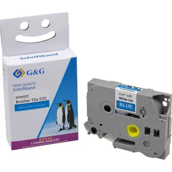 Kotouček do pokladny a tiskárny štítků páska do štítkovače G a G 15559 kompatibilní náhradní Brother TZe-535 Barva pásky: modrá Barva písma: bílá 12 mm 8 m