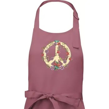 Kuchyňská zástěra Peace symbol pískový - Dámská zástěra na vaření - Univerzální velikost ( Starorůžová )