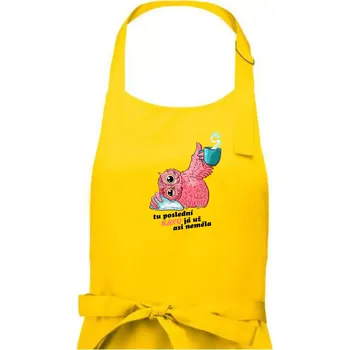 Kuchyňská zástěra Tu poslední kávu já už asi neměla - Pánská zástěra na vaření - Univerzální velikost ( Žlutá )
