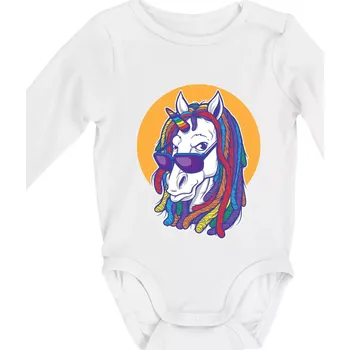 Kojenecký body Rasta unicorn - Body kojenecké s dlouhým rukávem - Dlouhý r. do 3 měs ( Bílá )