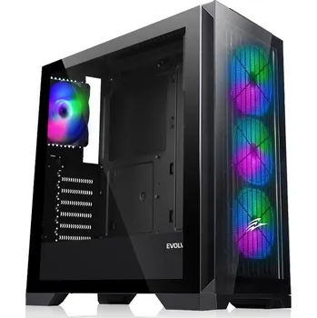 PC skříň EVOLVEO Ptero Q2G, ATX/4x ARGB 120/sklo čelo+bok