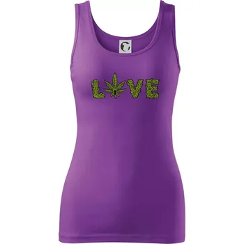 Dámské tričko Konopí nápis love - Dámské tílko - 2XL ( Fialová )