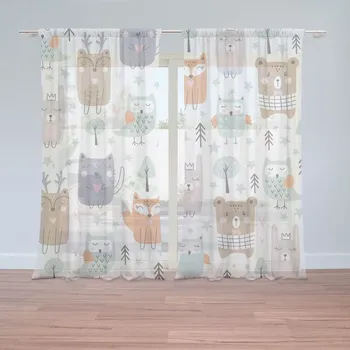 Záclona Sablio Záclony Animovaná lesní zvířátka: 2ks 150x250cm