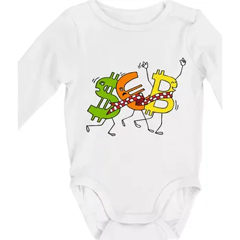 Bitcoin (Pecka design) - Body kojenecké s dlouhým rukávem - Dlouhý r. 6-12 měs ( Bílá )
