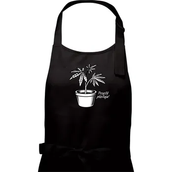 Kuchyňská zástěra Konopi prostě pěstuju - Dámská zástěra na vaření - Univerzální velikost ( Černá )