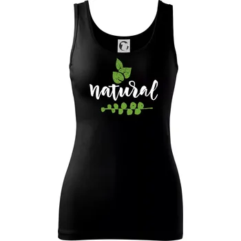Dámské tričko Natural - nápis v listech - Dámské tílko - 2XL ( Černá )