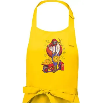 Kuchyňská zástěra Horník těží bitcoiny - Dámská zástěra na vaření - Univerzální velikost ( Žlutá )