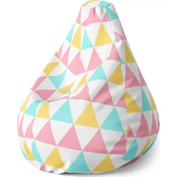 Sedací pytel Sablio Sedací vak Pear Tříbarevné trojúhelníky - 70 x 95 x 15 cm