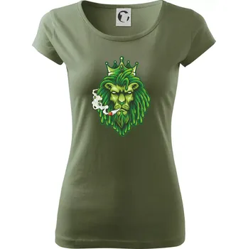 Dámské tričko Zhulený lev zelený - Dámské triko Pure - XS ( Khaki )
