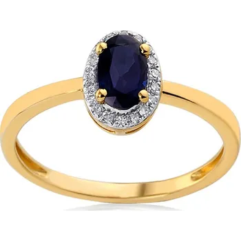 Prsten Zlatý briliantový prsten se safírem 0,070 ct IZBR185 + dárkové balení LUXUS zdarma