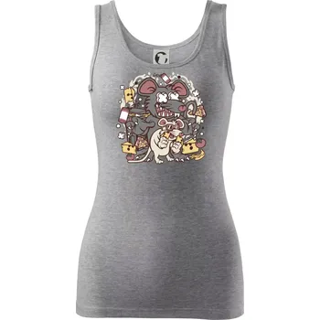 Dámské oblečení Myší restaurant - Dámské tílko - XS ( Tmavě šedý melír )