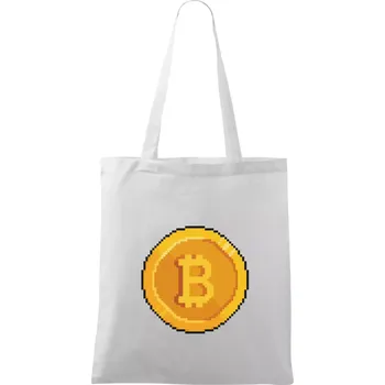 Bitcoin mince - Taška bavlněná - 42 x 38 cm ( Bílá )