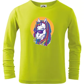 Dětská móda Rasta unicorn - Triko dětské Long Sleeve - 134 cm/8 let ( Limetková )