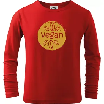 Chlapecké tričko Vegan hnědá kruh - Triko dětské Long Sleeve - 122 cm/6 let ( Červená )