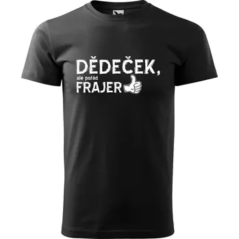 Pánské tričko Sablio Tričko s potiskem Frajer dědeček - černé S