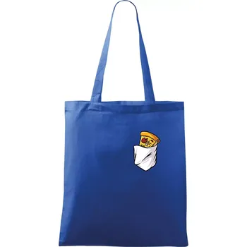 Nákupní taška Pizza v kapse - Taška bavlněná - 42 x 38 cm ( Královská modrá )