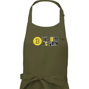 Kuchyňská zástěra It's time to plan bitcoin - Pánská zástěra na vaření - Univerzální velikost ( Khaki )