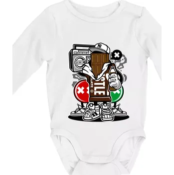 Kojenecký body Čokoláďák - Body kojenecké s dlouhým rukávem - Dlouhý r. do 3 měs ( Bílá )