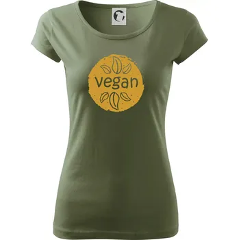 Dámské tričko Vegan hnědá kruh - Dámské triko Pure - XS ( Khaki )