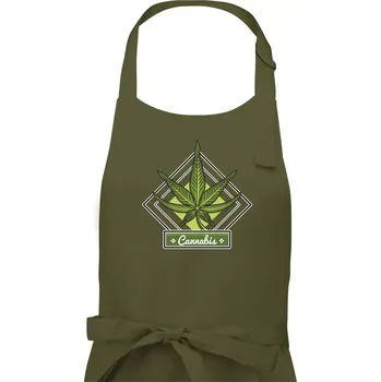 Kuchyňská zástěra Cannabis list kosočtverec - Pánská zástěra na vaření - Univerzální velikost ( Khaki )