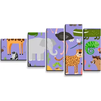 Obraz Sablio Obraz - 5-dílný Animované safari - 100x60 cm