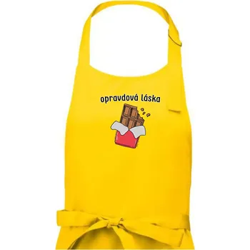 Kuchyňská zástěra Čokoláda opravdová láska - Pánská zástěra na vaření - Univerzální velikost ( Žlutá )