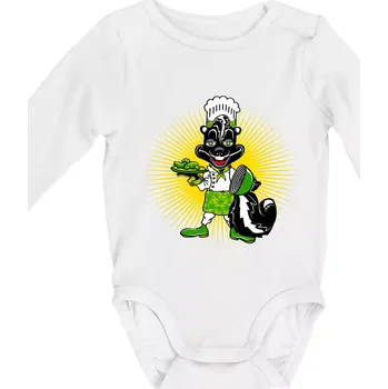 Kojenecký body Skunk kuchař (Pecka design) - Body kojenecké s dlouhým rukávem - Dlouhý r. do 3 měs ( Bílá )