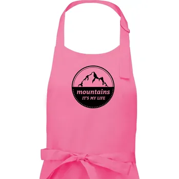 Kuchyňská zástěra Mountains it's my life - Pánská zástěra na vaření - Univerzální velikost ( Růžová )