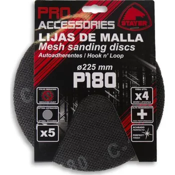 Brusný papír Mřížka brusná k bruskám LP/HP, Ø 225 mm - zrno 180, 5 ks, STAYER