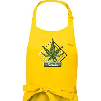 Kuchyňská zástěra Cannabis list kosočtverec - Pánská zástěra na vaření - Univerzální velikost ( Žlutá )