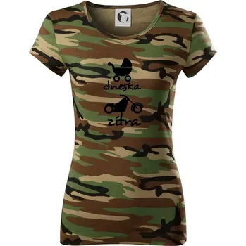 Dámské tričko Dnes zítra Harley - Dámské maskáčové triko - XL ( Hnědý maskáč )