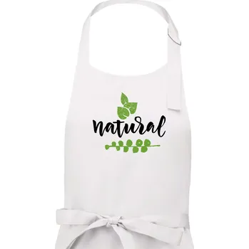 Kuchyňská zástěra Natural - nápis v listech - Pánská zástěra na vaření - Univerzální velikost ( Bílá )