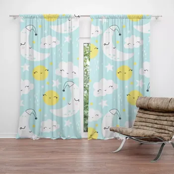 Závěs Sablio Závěs Měsíce, slunce a mráčky: 2ks 140x250cm