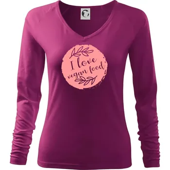 Dámské tričko I love vegan food - Triko dámské Elegance - S ( Fuchsiová )