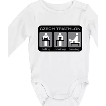 Kojenecký body Czech triathlon (Hana-creative) - Body kojenecké s dlouhým rukávem - Dlouhý r. do 3 měs ( Bílá )