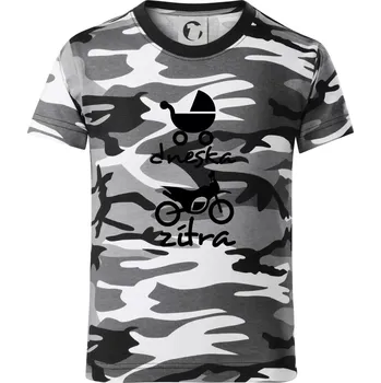 Chlapecké tričko Dnes zítra cross - Dětské maskáčové triko - 104-110cm / 3-4 roky ( Šedý maskáč )