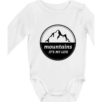 Mountains it's my life - Body kojenecké s dlouhým rukávem - Dlouhý r. do 3 měs ( Bílá )