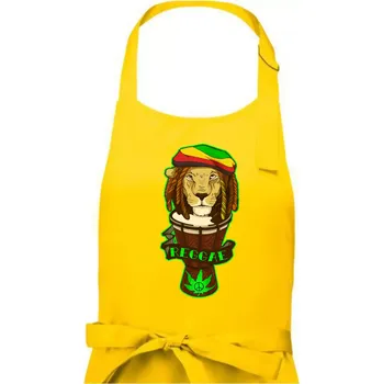 Kuchyňská zástěra Reggae lev - Pánská zástěra na vaření - Univerzální velikost ( Žlutá )