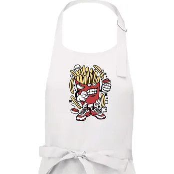 Kuchyňská zástěra Hranolák - Pánská zástěra na vaření - Univerzální velikost ( Bílá )