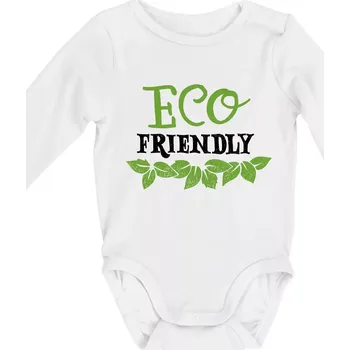 Eco friendly - lístečky - Body kojenecké s dlouhým rukávem - Dlouhý r. do 3 měs ( Bílá )