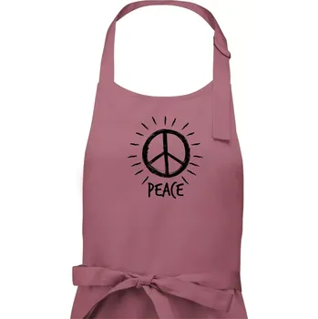 Kuchyňská zástěra Peace symbol černobílý - Pánská zástěra na vaření - Univerzální velikost ( Starorůžová )