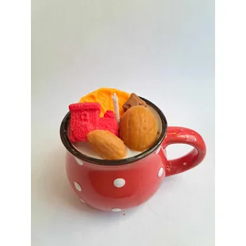 Svíčka Ostatní Červený-bílý puntík 80 g Vánoční punč