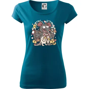 Dámské tričko Myší restaurant - Dámské triko Pure - 3XL ( Petrolejová )